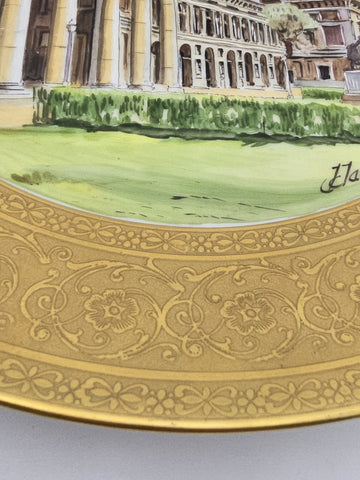 VINTAGE GERMAN LORENZ HUTSCHENREUTHER PORCELAIN 9.5" PLATES. 24k Gold Plated.