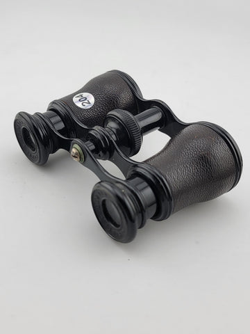 Rare 19th C Antique French Lemaire Black Leather Wrapped Opera Glasses. C 1880.