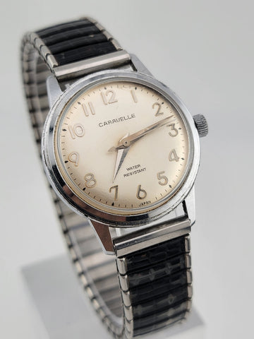 Vintage 1960's Caravelle BULOVA Mechanical Handwound Watch Stainless steel Works