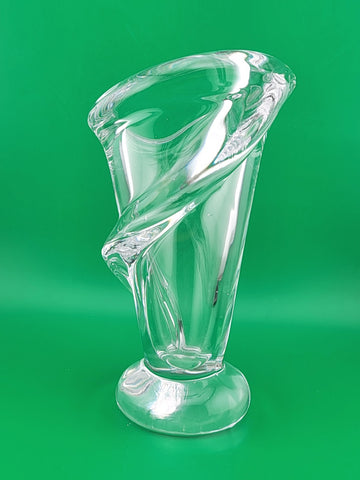 VINTAGE MCM ART VANNES LE CHATEL CALLA LILY VASE 7" CLEAR FRENCH ART GLASS