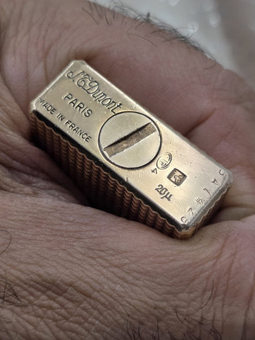 Vintage S.T. Dupont Ligne 1 Large 20µ Gold Plated Diamond Head Lighter France