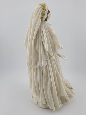 Antique Victorian 1920's Dresden German Porcelain Bride Figurine. Loss To Lace.