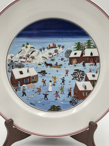 Villeroy & Boch Naif Laplau 4 Dinner Plates Christmas Village Noah Ark 10.5 Inch