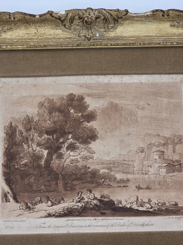 Rare Antique 18th C 1776 Engravings R. Earlom after Claude le Lorrain No. 123.