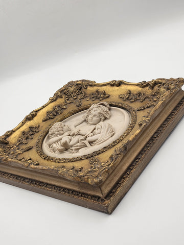 Rare Antique 19th C Enrico Braga Tondo Relief Plaque with Perfugium Regibus Coin