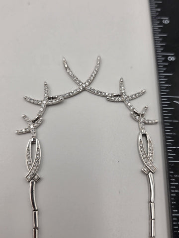 925 Sterling Silver Starfish Statement Necklace Pave CZ Ocean Coastal Jewelry
