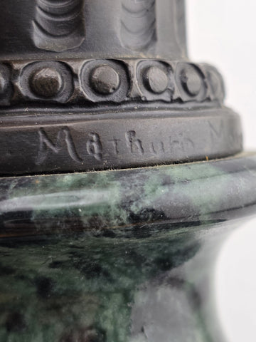 Vtg Mathurin Moreau BRONZE CUPID with LOVE Birds Marble Base Statue Sculpture