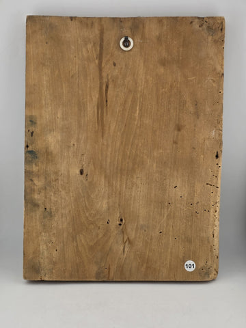 Antique Italian 19th C Catholic Ascension of Christ Oil on Wood Panel w Angels