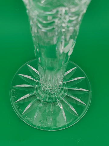 Rare William Yeoward Crystal 8" Trumpet Bud Vase Diamond Cut Fluted Rim England