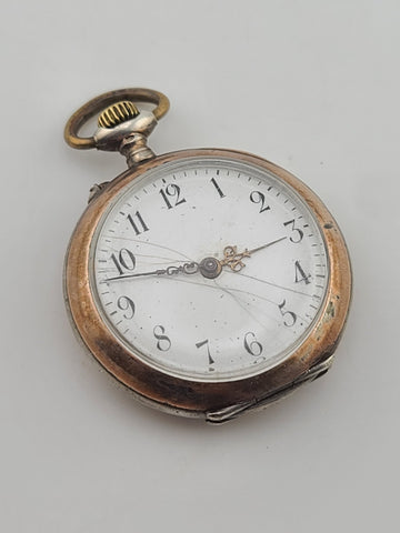 Rare Antique European 800 Silver Pocket Watch C1890 Enamel Dial 33mm. Working.