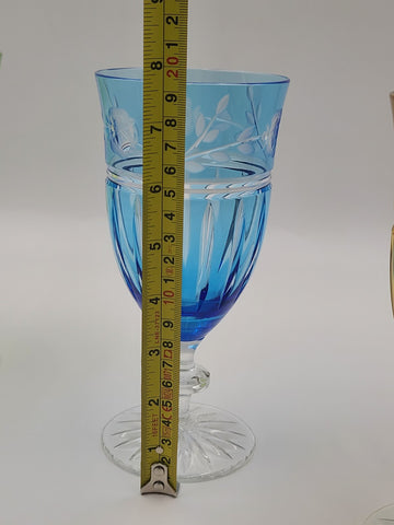 Set Of 4 AJKA Crystal Cut to Clear Iced Tea Water Goblets Glasses Proinnseas.