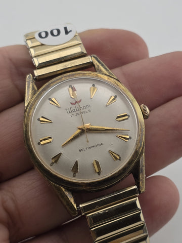 Vintage 1960's Waltham Self-Winding Shock Resistant 17j Wristwatch Working Cond.