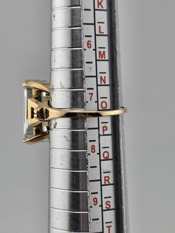 Vintage 1960's 14K Solid Gold Large Emerald Cut Blue Topaz Ring Sz 7.25 Cocktail