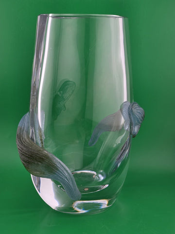 Gorgeous Vintage DAUM France Florilege 8 3/4" x 6 3/4" Heavy Crystal Vase 1980s