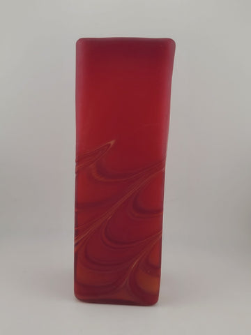 Beautiful Vintage Azerbaijan Glassware Hand Blown Vases  8.5" RED Swirl