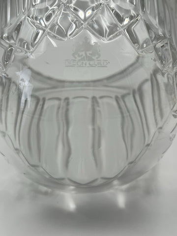 Design Guild Crystal Champagne Chiller Vertical Cut with Stand Brass Barware