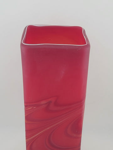 Beautiful Vintage Azerbaijan Glassware Hand Blown Vases  8.5" RED Swirl