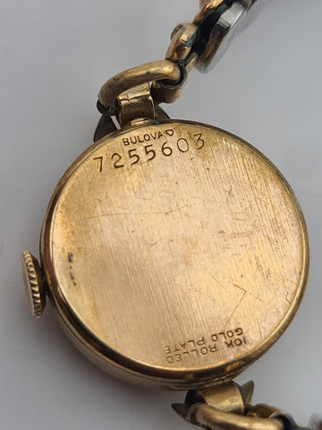 Antique 1940's Small Bulova 10k Gold Filled Ladies Swiss Wrist Watch. Working.