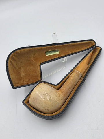 Antique D.P. Ehrlich Boston Large Meerschaum Tobacco Pipe Genuine Amber Stem