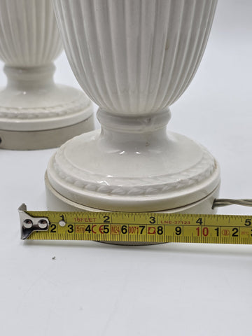 Pair Wedgwood Queensware Jasperware Cream Pink Grapevine Relief Table Lamps 24"