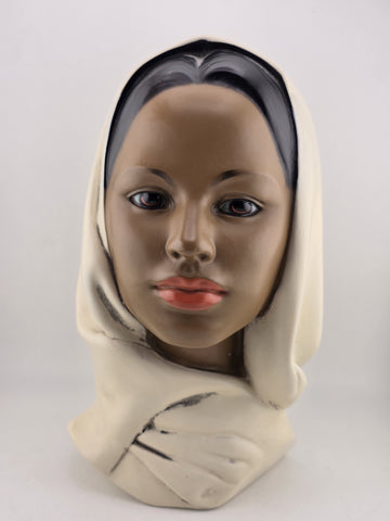 Vintage Marwal Ceramic/Chalkware Head Bust Middle Eastern Woman Headscarf