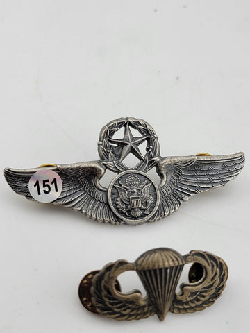 Lot Of 3 WW2 / Korean War Master Crew Wing/Parachutist/ Marksman Sterling Silver