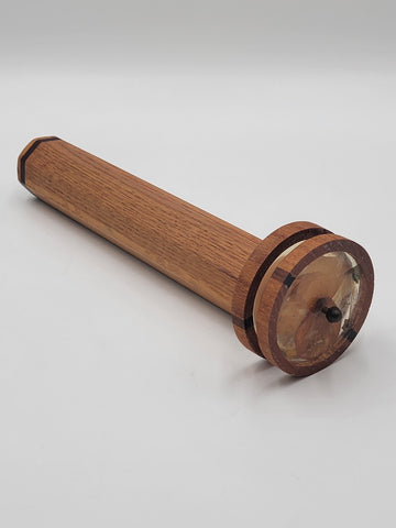 Vintage Wood Octagonal Kaleidoscope W 2 Spinning Discs & Dried Leaves.