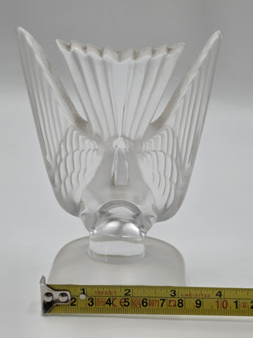 Vintage Lalique Crystal Deaux Hirondelles Swallows Paperweight Bookend Signed