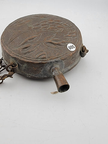 ANTIQUE OTTOMAN/ MOROCCAN ISLAMIC ORIENTAL ORNATE BRASS GUN POWDER FLASK BOTTLE