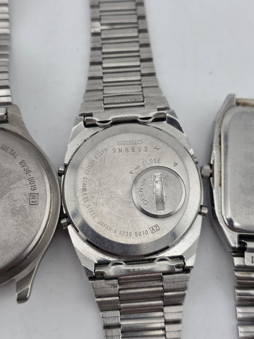 Vtg Seiko Lot Of 5 Collector World Timer Titanium Alarm Chronograph Watches Read