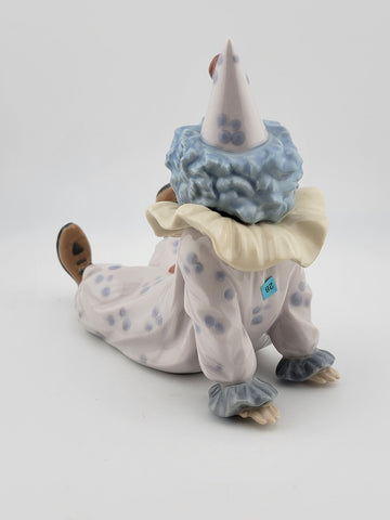 Vintage Retired LLADRO 1990 Glazed Porcelain Tired Friend Clown #05812. VG Cond.