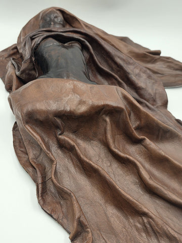 One Of A Kind XL Signed Costa Rican Hand Sculpted Leather Wall Relief Woman 1970