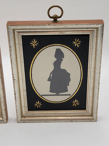 Rare Antique 1930 Pair Of Borghese Framed Silhouette George & Martha  Washington