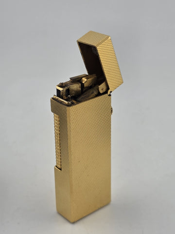 Rare Vintage Dunhill Rollagas Gold Tone Textured Switzerland W Box. Very Clean.