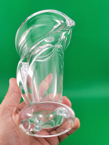 VINTAGE MCM ART VANNES LE CHATEL CALLA LILY VASE 7" CLEAR FRENCH ART GLASS