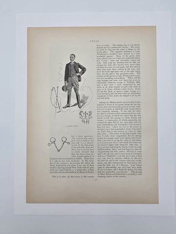 Rare 1893 Vogue Leaf "WON AT SIX FEET" Equestrian Horse Jump H. Pelham Robbins