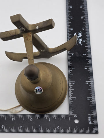 Vintage Solid Brass Ship Bell Wall Mount Anchor.  Front Doorbell. Kitchen Bell.