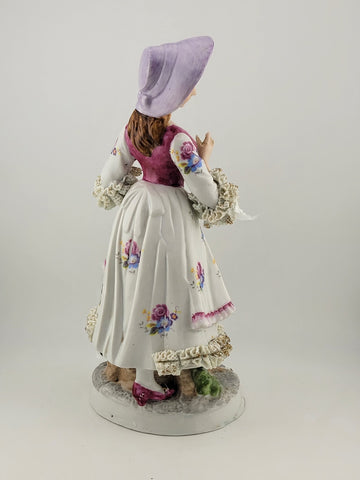 Rare Antique Collectible Porcelain Figurine "Shepherdess" W Dog, Germany.