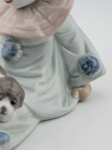 Retired LLadro Spain Figurine # 5277 Pierrot With Puppy Commedia Dell'Arte Clown