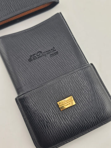 Rare Vintage S.T. Dupont Paris Black Leather Cigarette Case Made in Spain