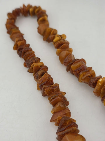 Vintage Genuine Baltic Cognac Amber Chunky Bead Necklace Long 26" Graduated.