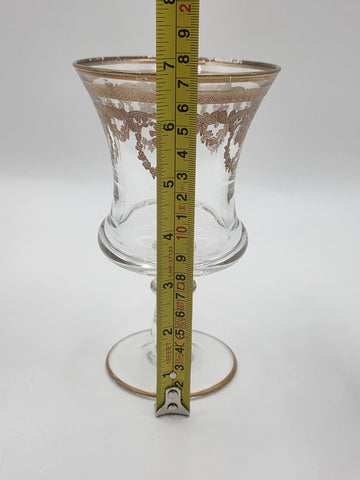 Set Of 4 Neiman Marcus Arte Italica Medici 24K Gold Glasses Goblets. 7 In Tall