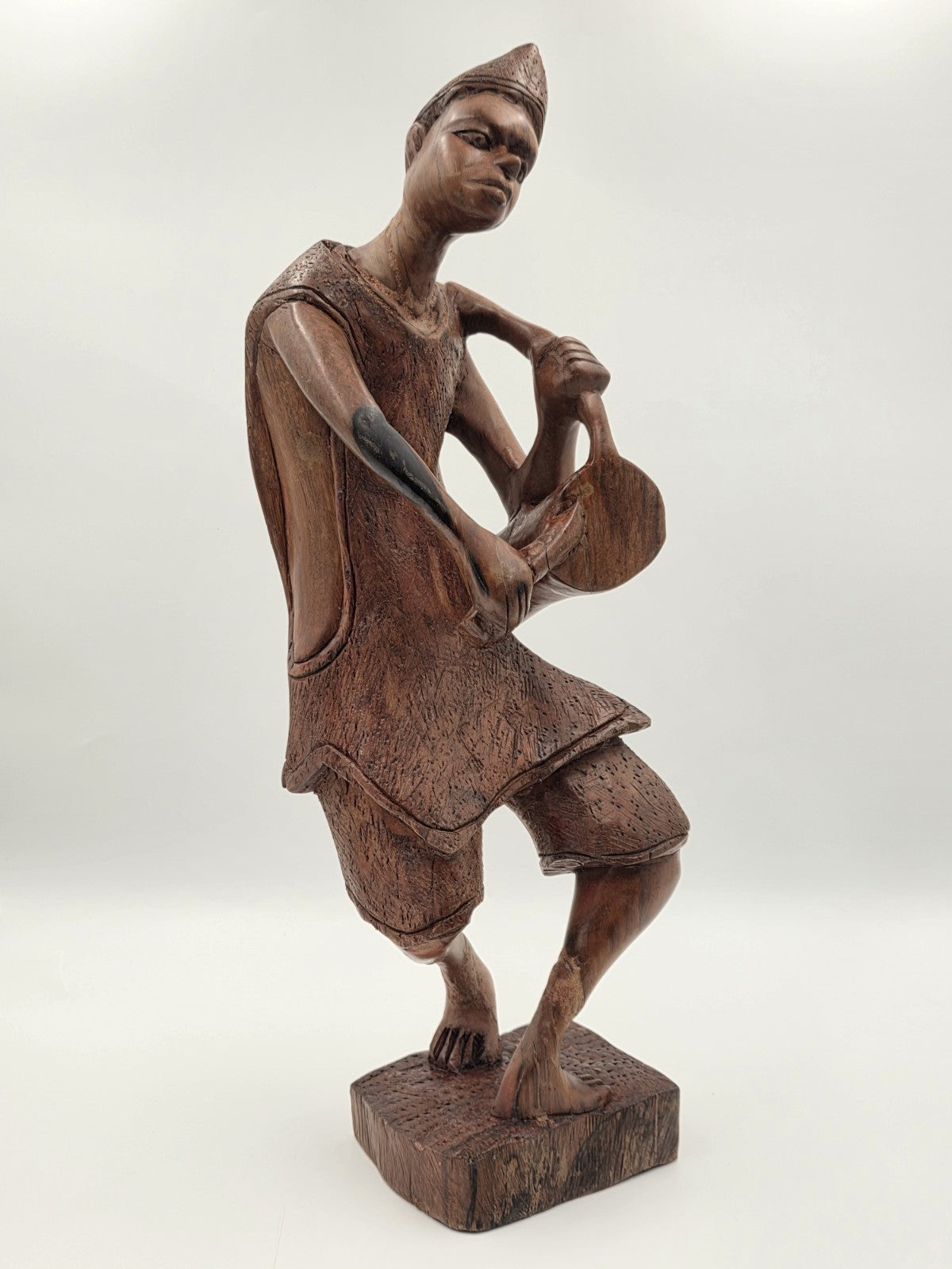 Rare Vintage African Yoruba Style Hand Carved Wood Drummer Figure 22" Tribal Art