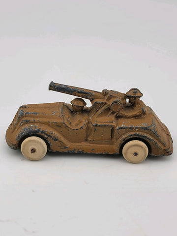 Rare Set Of 3 Antique 1930's Barclay Manoil Armored Cars & Anti-Tank Gun Cars.