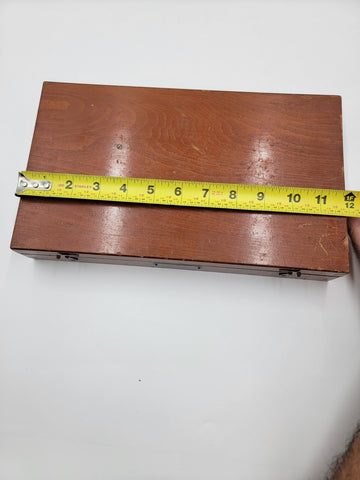 Rare 6" single arm protractor by Tamaya, Japan W Original Wooden Case & 12x Loop