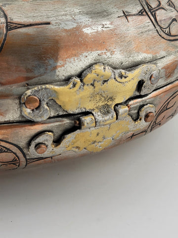 Rare Antique 19th C Ottoman Large Hammam Copper Bath Copper Box W Sultan Seal.