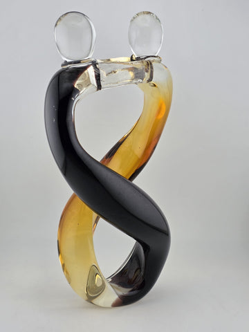 Vintage Dale Tiffany Hand-Blown Art Glass Hearts Lovers Hugging Sculpture