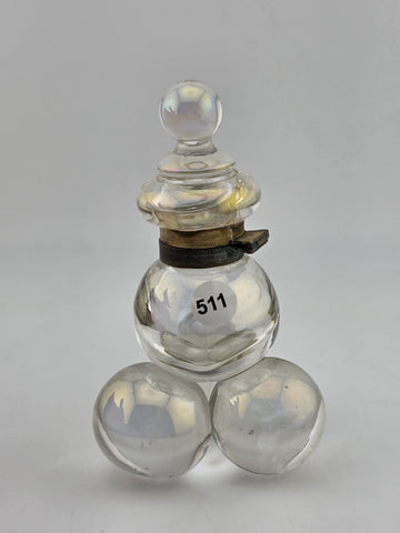 Antique 19th C Iridescent Glass Soap Bubble Inkwell Victorian Bohemia Harrach.