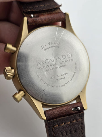 Original Movado Heritage Series Calendoplan Chronograph Watch 03.3.34.6035 Works
