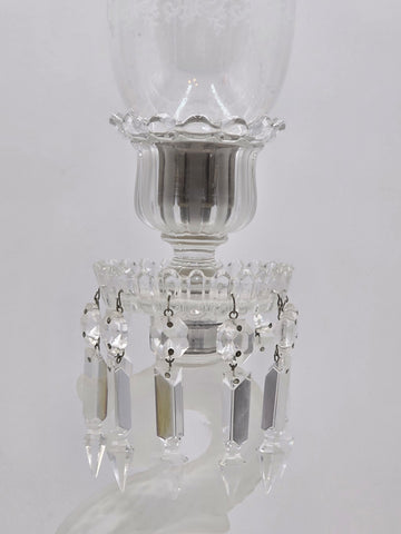 Rare Antique Beautiful Baccarat France Dolphin Form Candlestick Signed. 24 Inch.